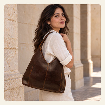Bolsa Victoria de piel de res con pelo natural
