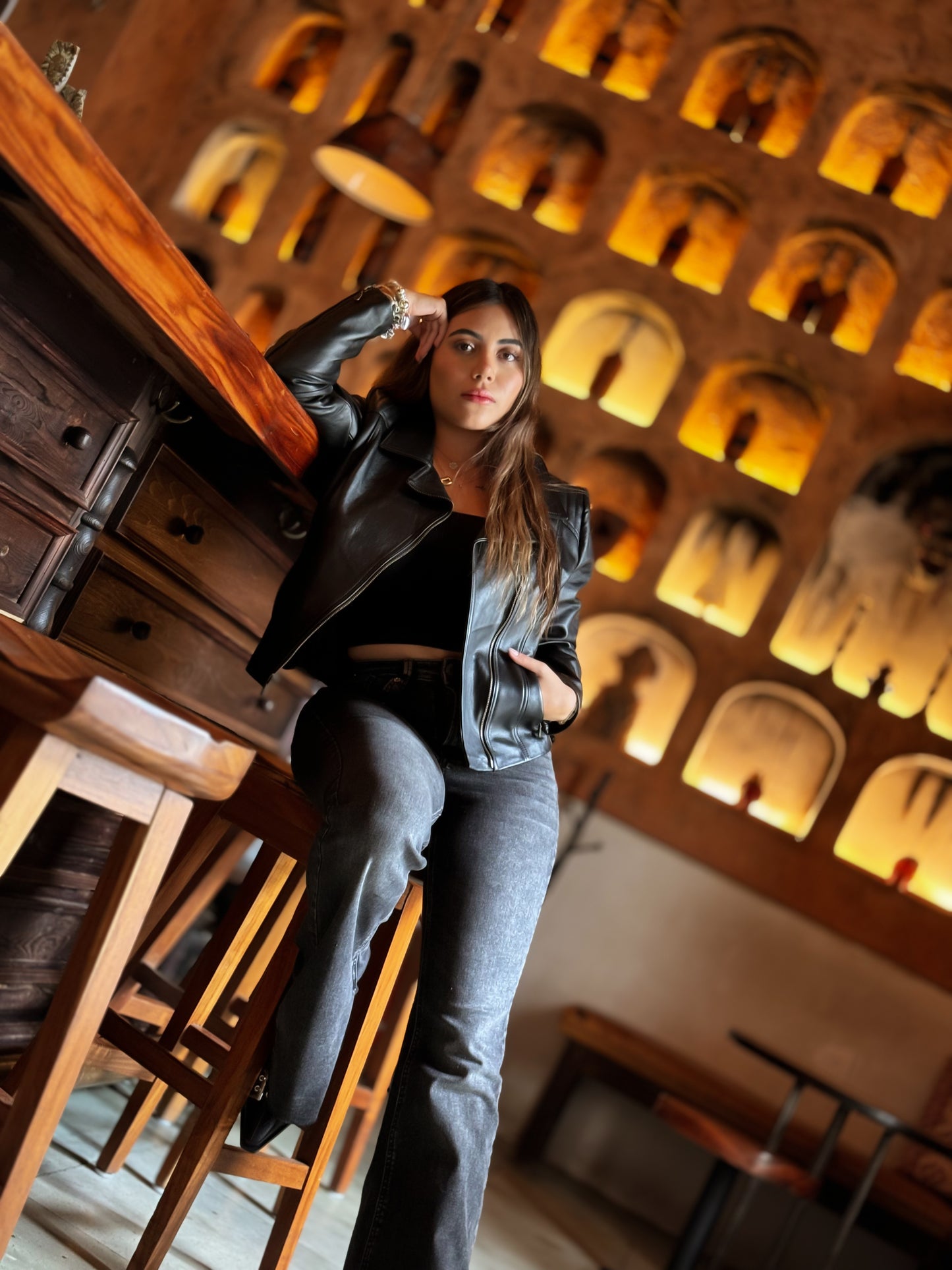 Chamarra Regina hecha de piel de borrego 100% genuina