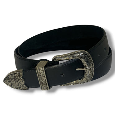 Cinturón Cow con hebilla de metal macizo hecha de piel de res