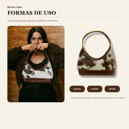 Bolsa Luna hecha de piel de res