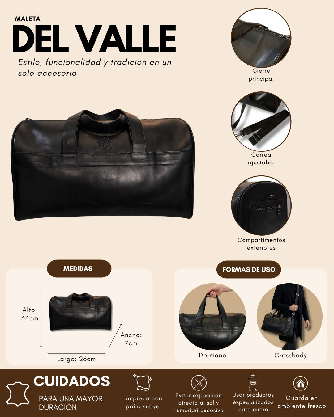 Maleta del Valle hecha de piel de res