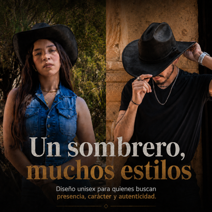 Sombrero Yellowstone Decímetro de Piel Genuina de Res – Artesanal, Vaquero, Unitalla Ajustable, Hecho en Oaxaca