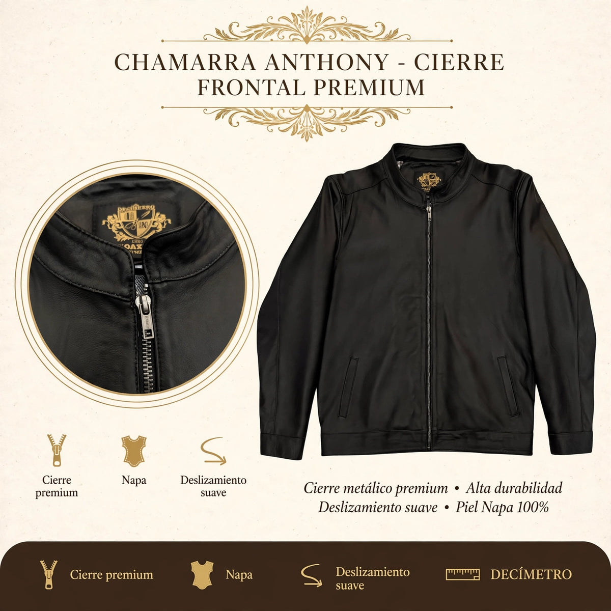 Chamarra Anthony hecha de piel de borrego de calidad