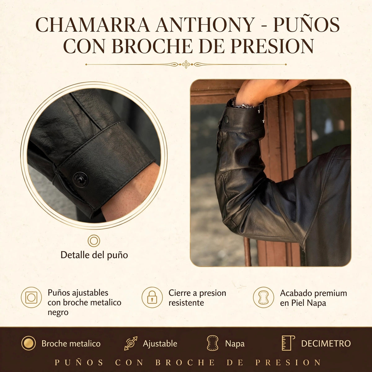 Chamarra Anthony hecha de piel de borrego de calidad