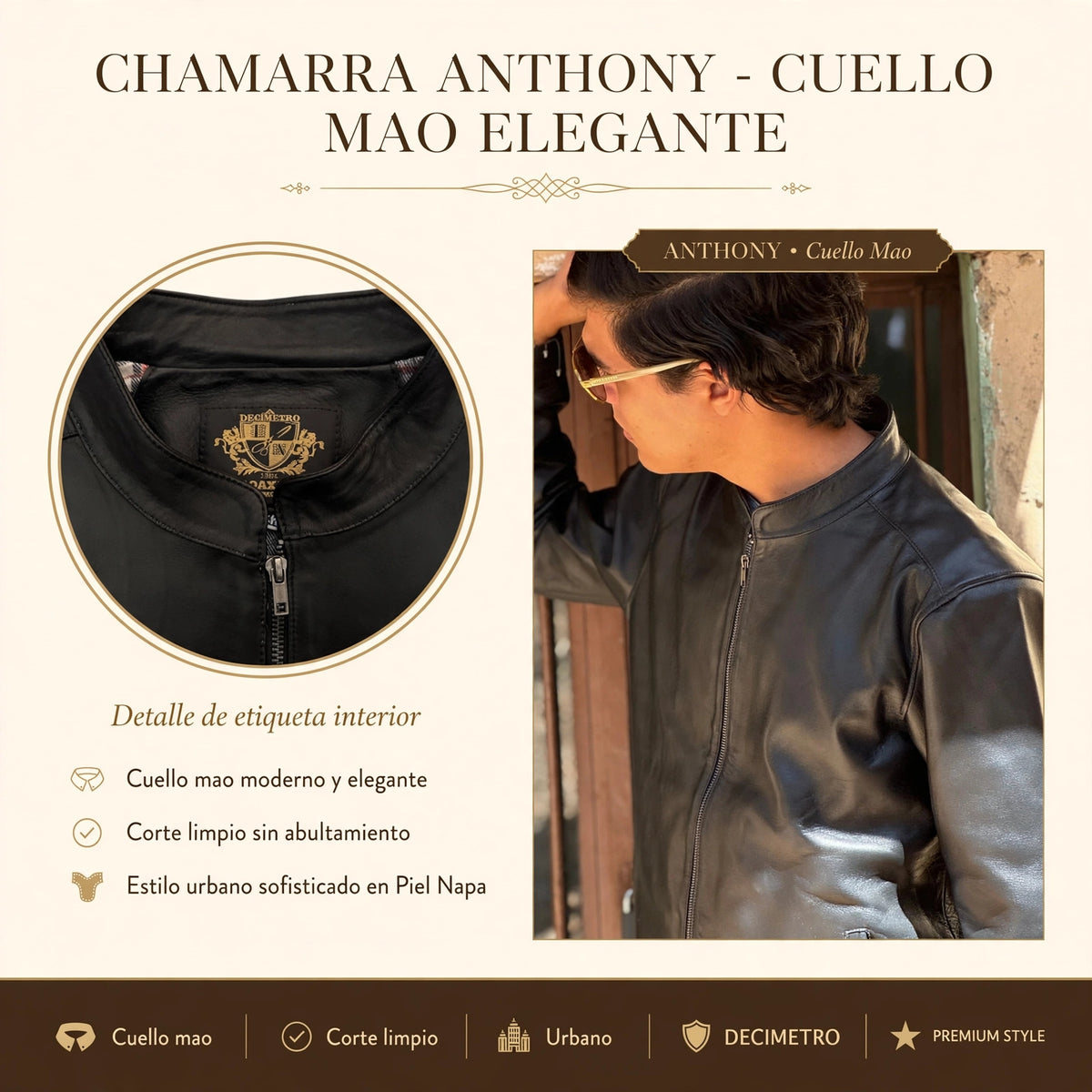 Chamarra Anthony hecha de piel de borrego de calidad