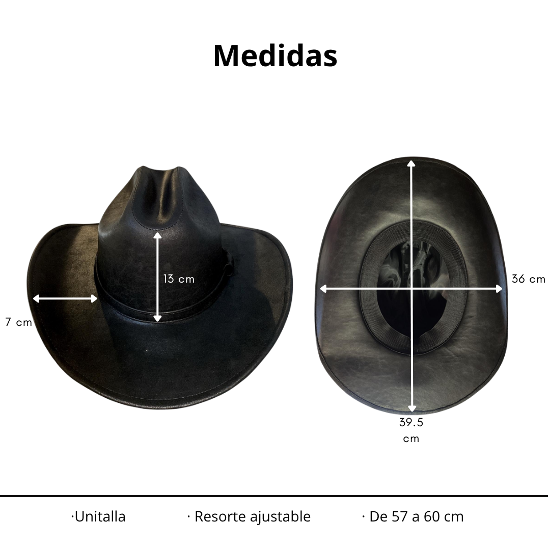 Sombrero Yellowstone Decímetro de Piel Genuina de Res – Artesanal, Vaquero, Unitalla Ajustable, Hecho en Oaxaca