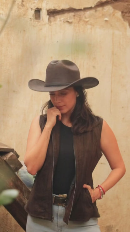 Sombrero Yellowstone Decímetro de Piel Genuina de Res – Artesanal, Vaquero, Unitalla Ajustable, Hecho en Oaxaca